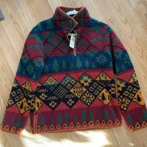 L.L. Bean signature Sherpa jacquard quarter zip fleece